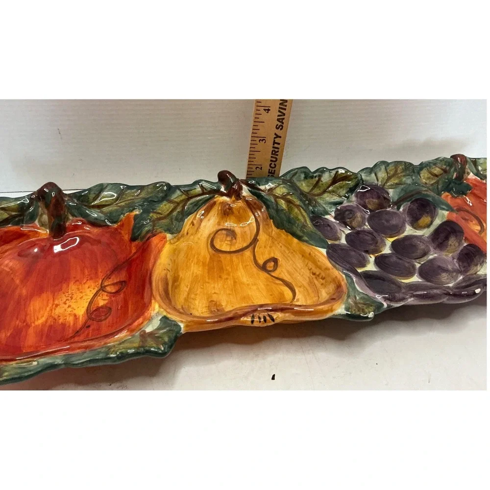 Tabletops Unlimited Ceramica Classica Venetian Fruit Serving Tray Hand Painted